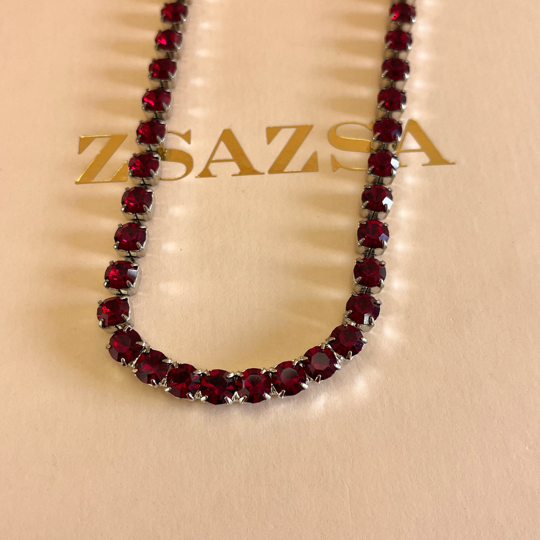 Dark red Swarovski crystals set
