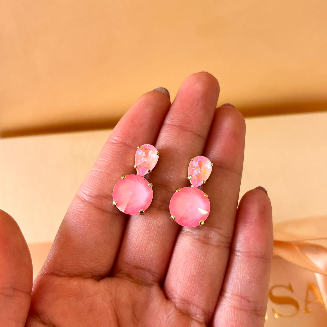 Pink neon Swarovski crystals  earrings