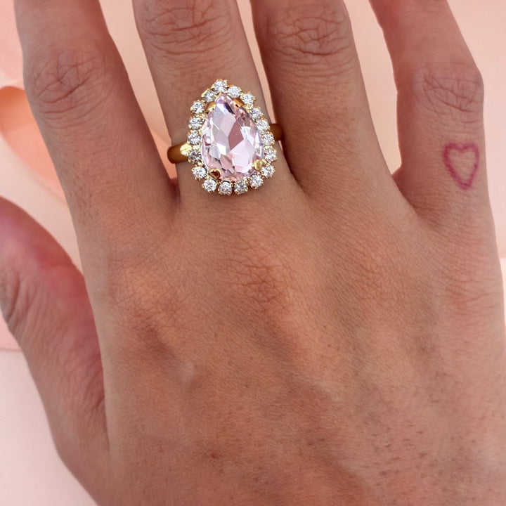 Teardrop Preciosa crystals gold plated pink set