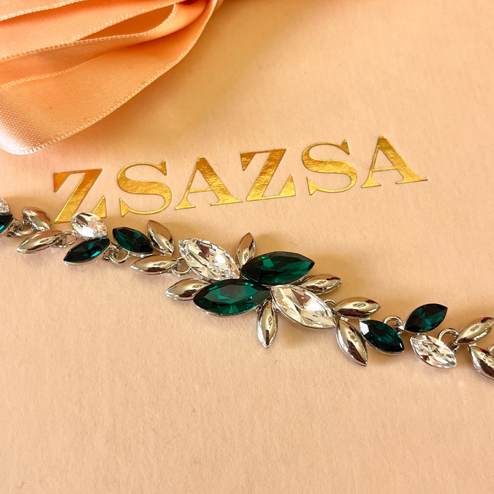 Marquise dark green Swarovski crystals set