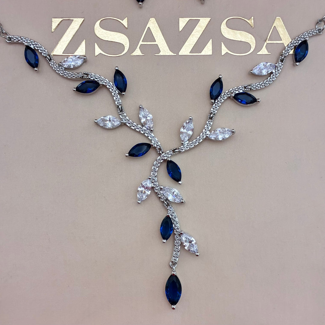 Marquise navy blue zircone set