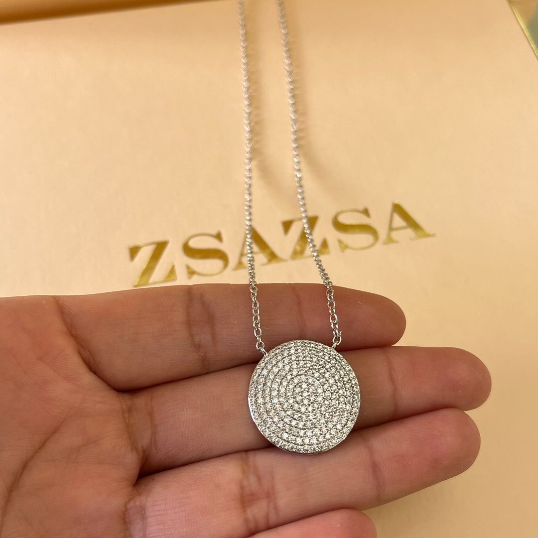 Silver round zircone set