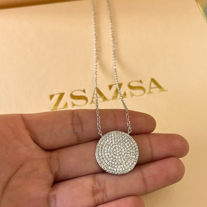 Silver round zircone set