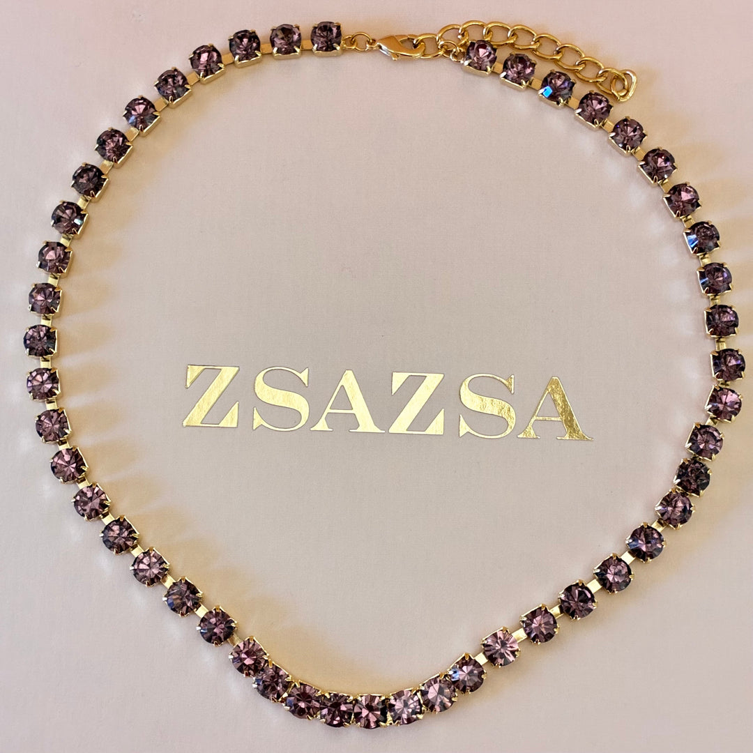 Mauve Preciosa crystals gold plated set