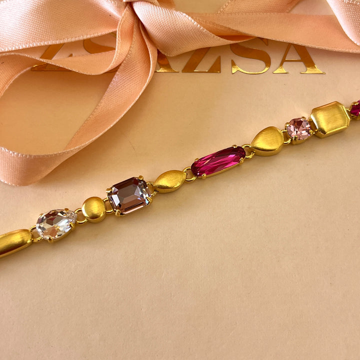 Shades of pink Swarovski crystals earrings and bracelet