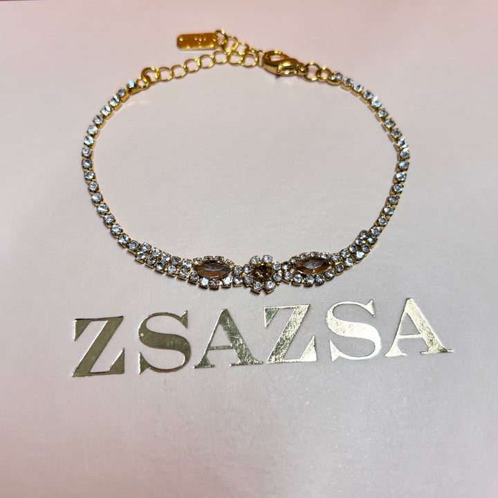 Bronze rhinestone marquise and flower set