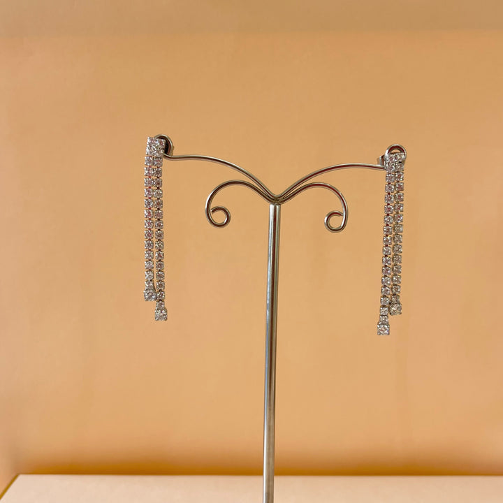 Silver zircone double tennis earrings