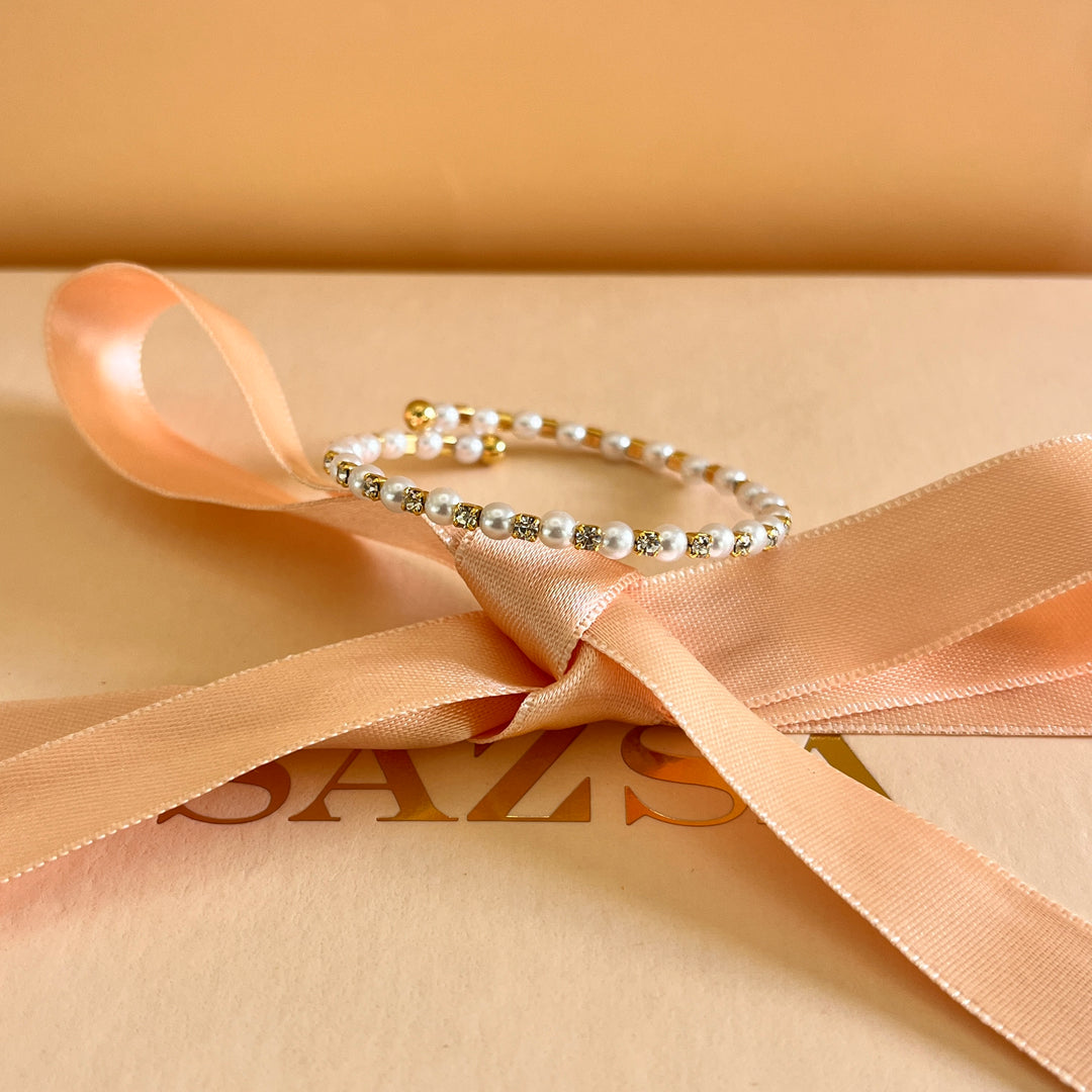 Pearls and rhinestone kids bangle