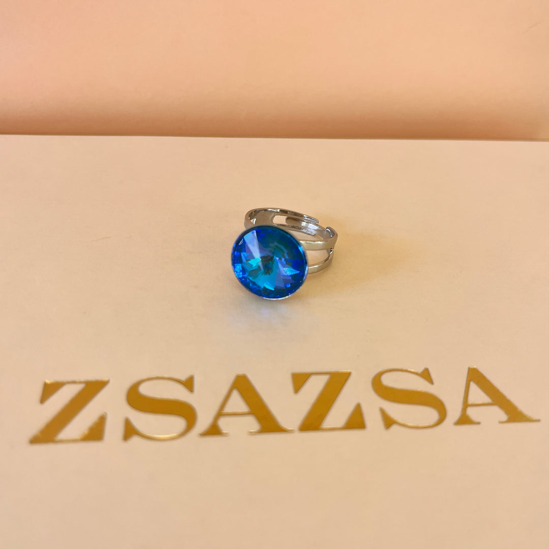 Intense light blue Swarovski crystals pendant, bracelet & ring