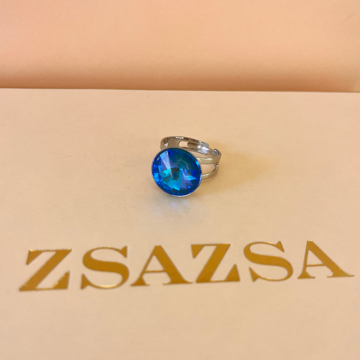 Intense light blue Swarovski crystals pendant, bracelet & ring