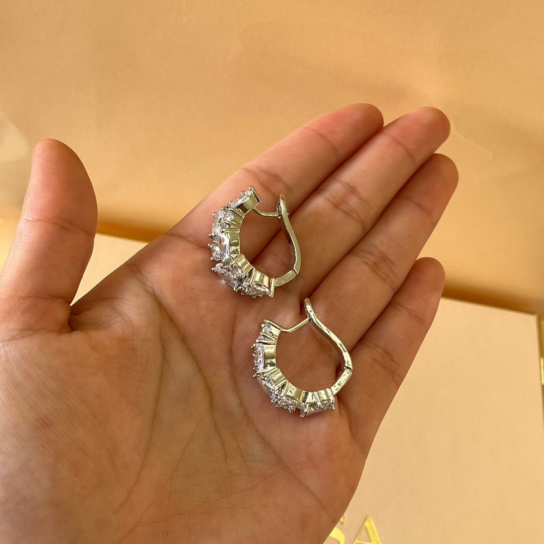 Silver zircone teardrop set