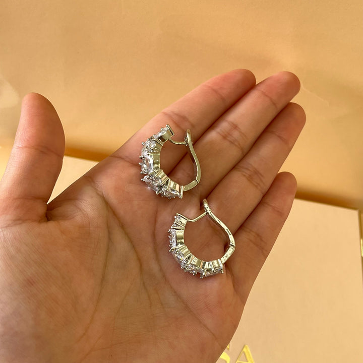 Silver zircone teardrop set