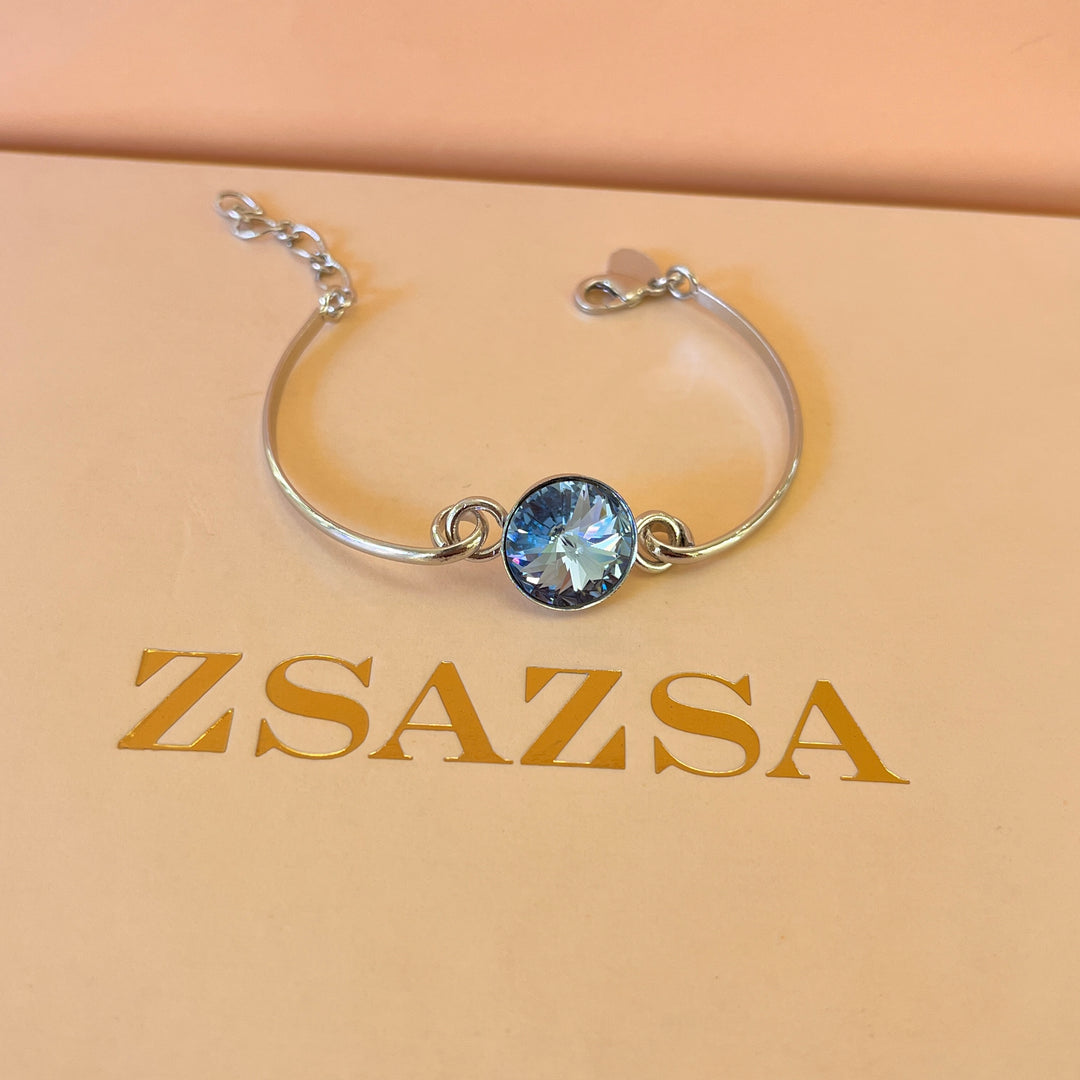 Light blue Swarovski crystals bracelet and ring