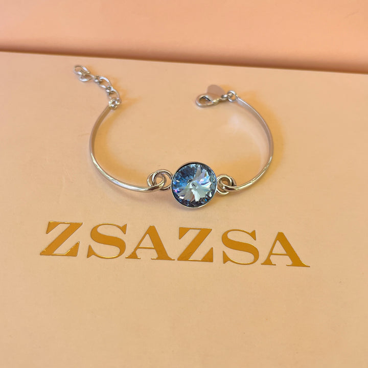 Light blue Swarovski crystals bracelet and ring