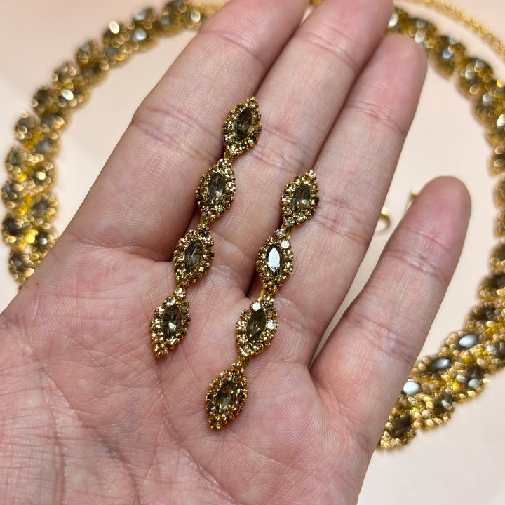 Marquise brown rhinestone set