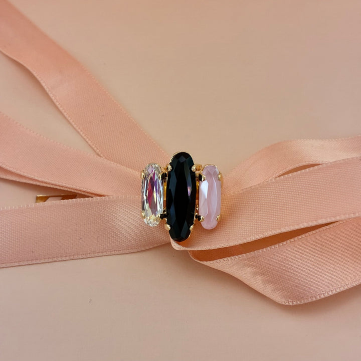 Pink and black Swarovski crystals set