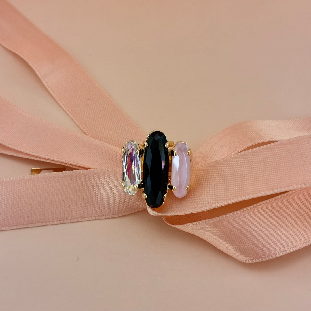 Pink and black Swarovski crystals set