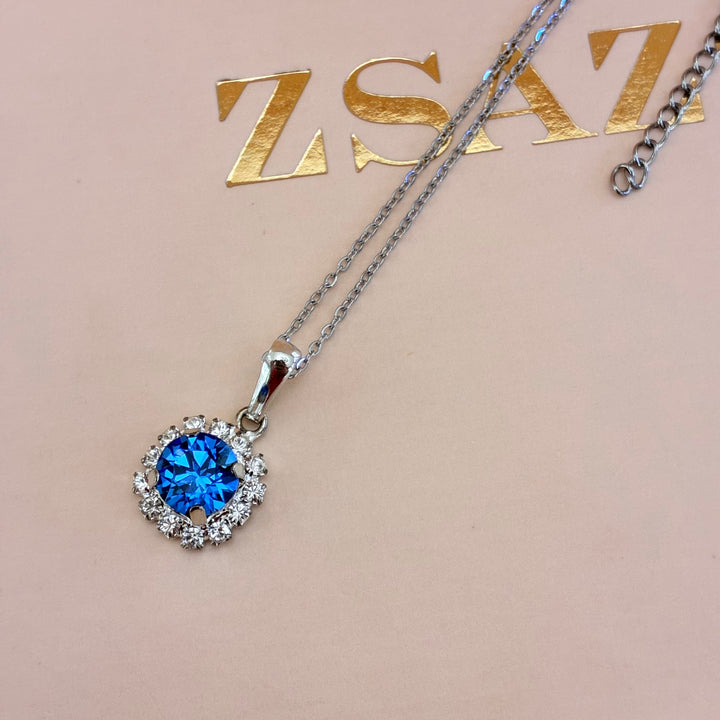 Royal blue dainty Preciosa crystals silver set