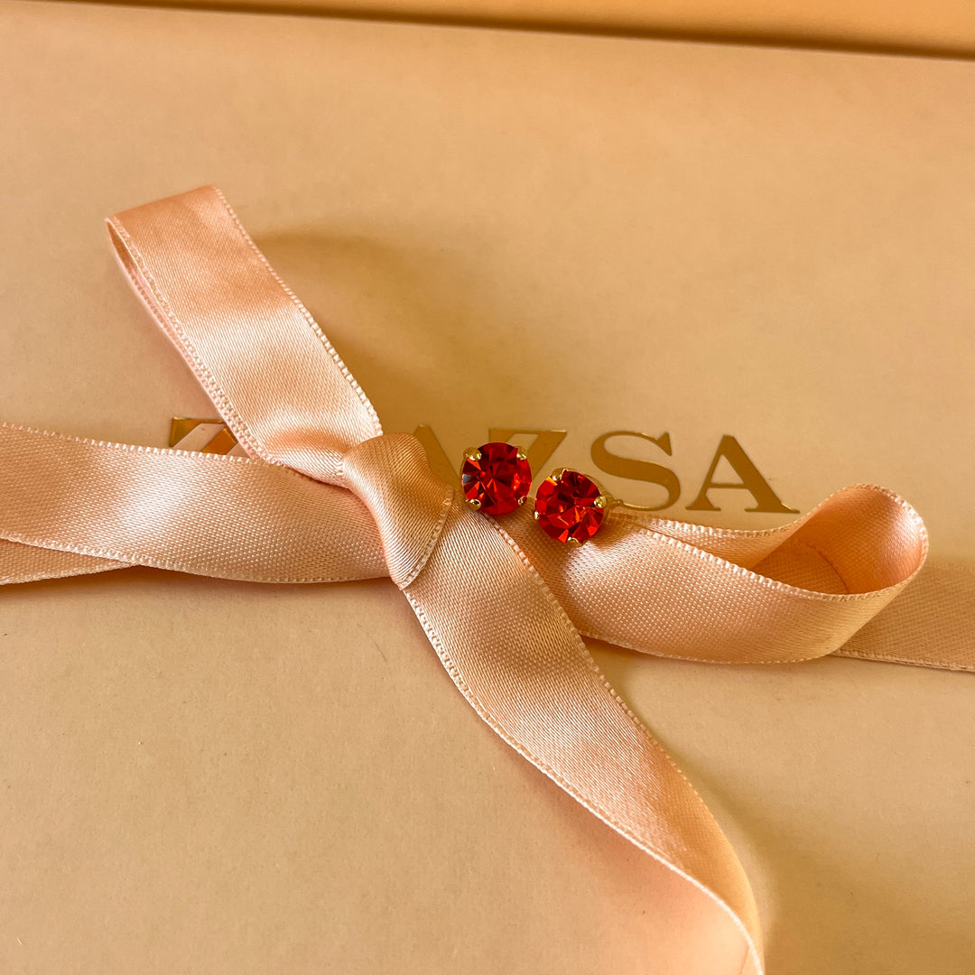 Orange Swarovski crystals studs