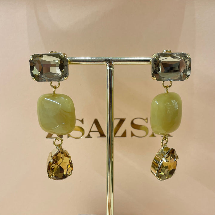 Champagne and bronze Swarovski crystals earrings