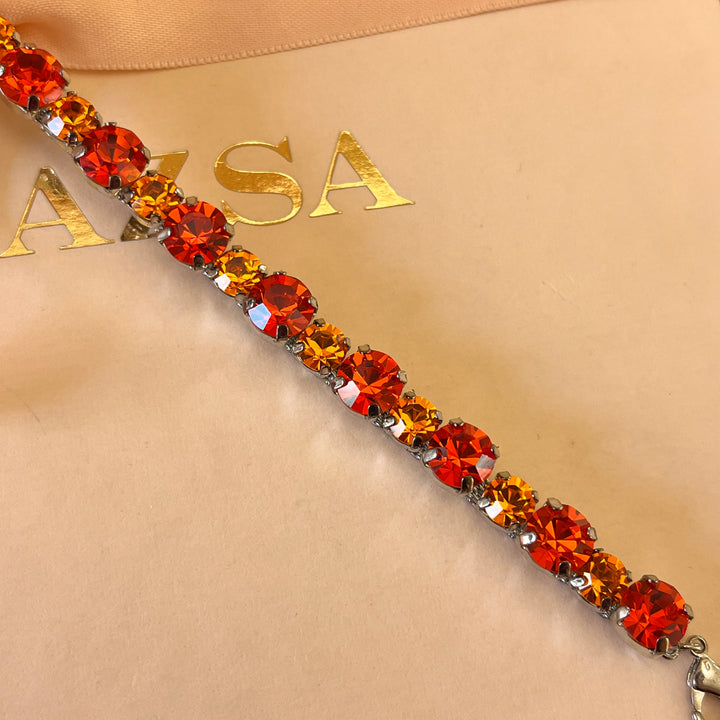 Orange Swarovski crystals bracelet