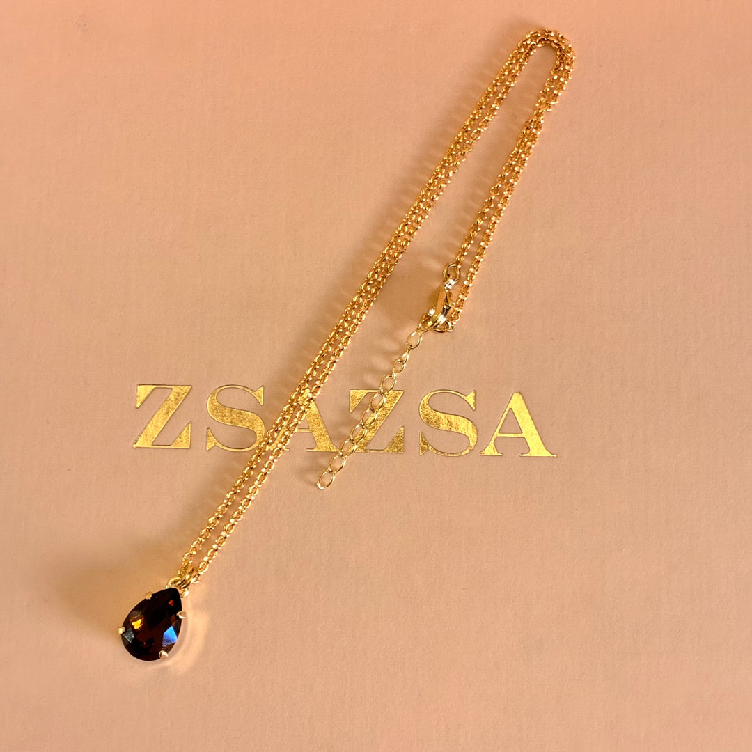 Brown teardrop Swarovski crystals pendant