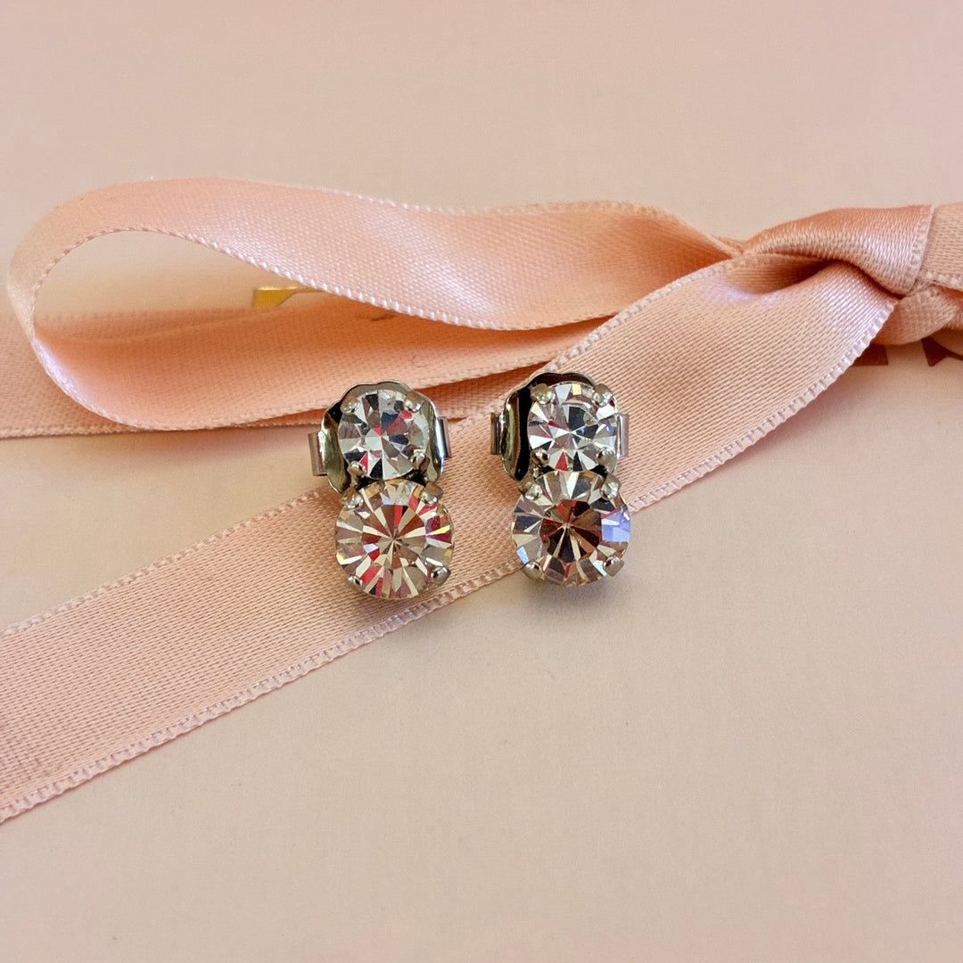 Champagne Swarovski crystals silver earrings