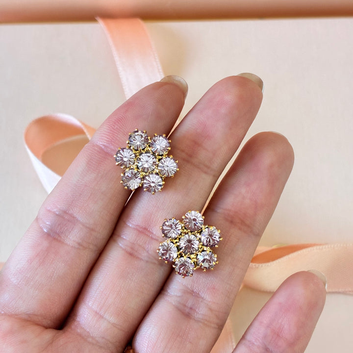 Lilac Preciosa crystals gold plated flower set