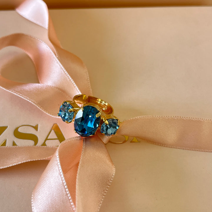 Turquoise preciosa crystals trilogy ring