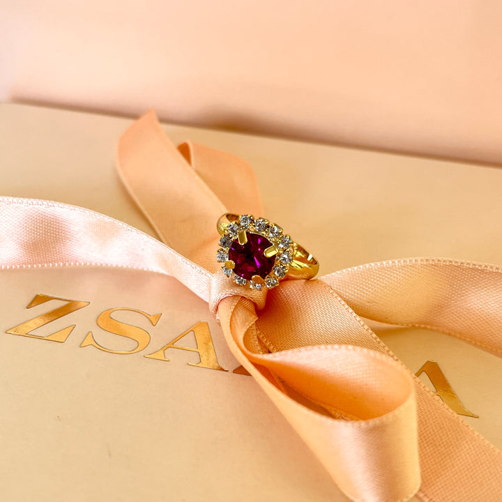 Fuchsia flower Swarovski crystals set