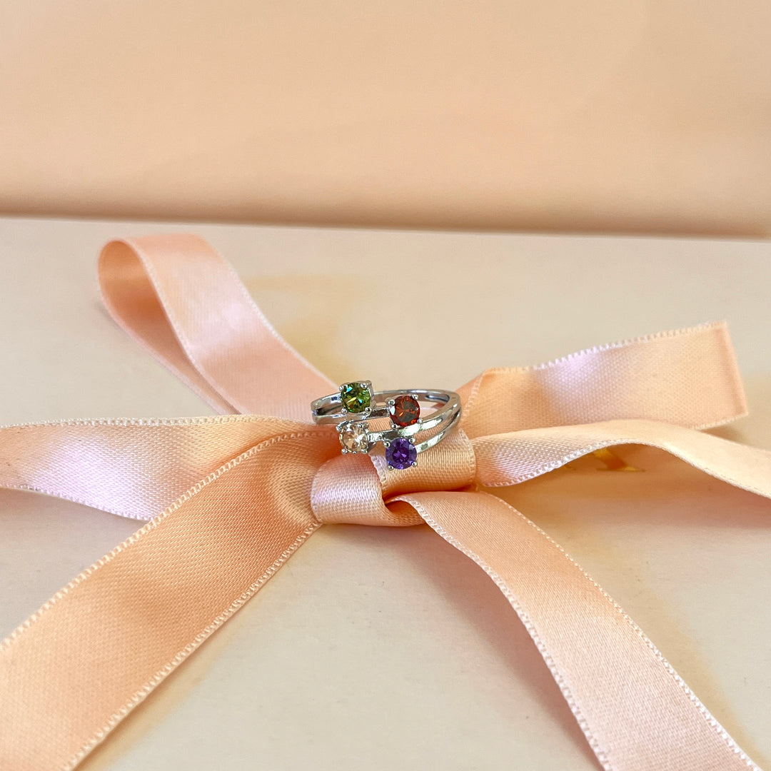 Multicolour zircone ring