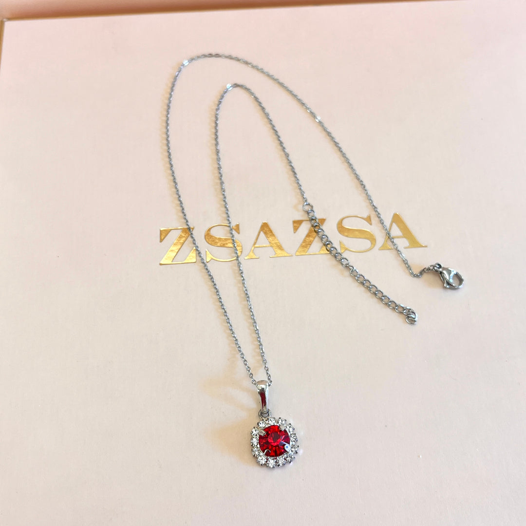 Red flower Swarovski crystals set