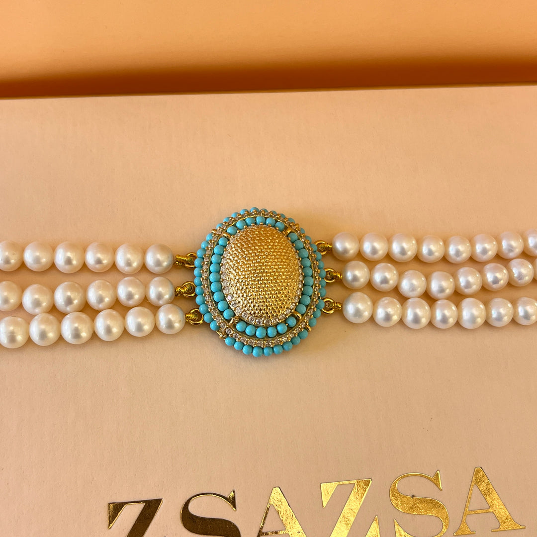 Turquoise & fresh water pearls set