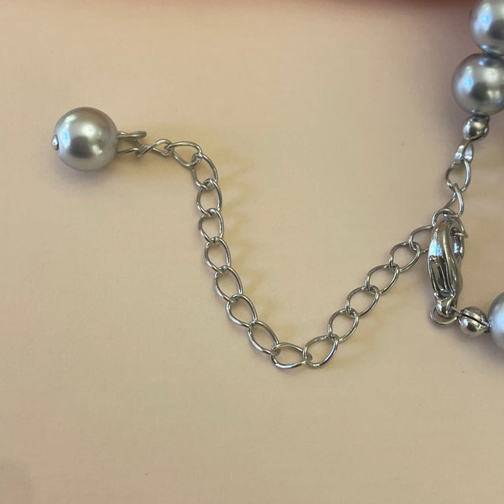 Grey pearls and rhinestone set