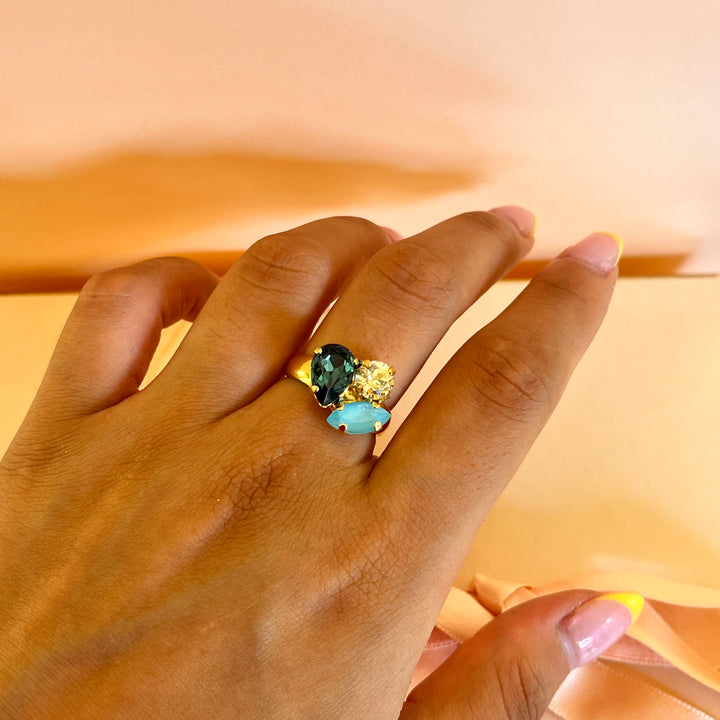 Verdemar and turquoise Swarovski crystal ring