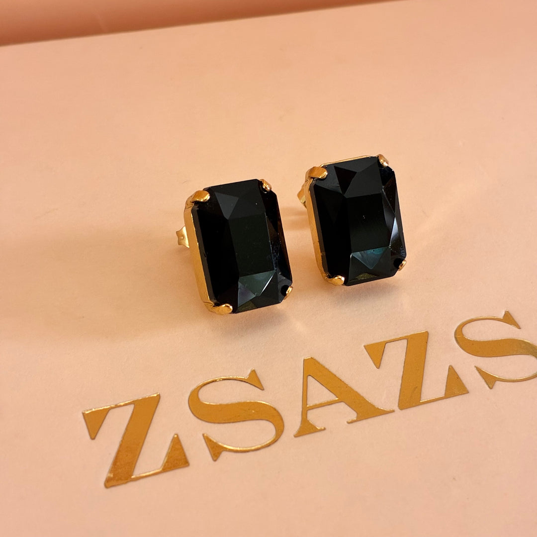 Black rectangular Preciosa crystals set