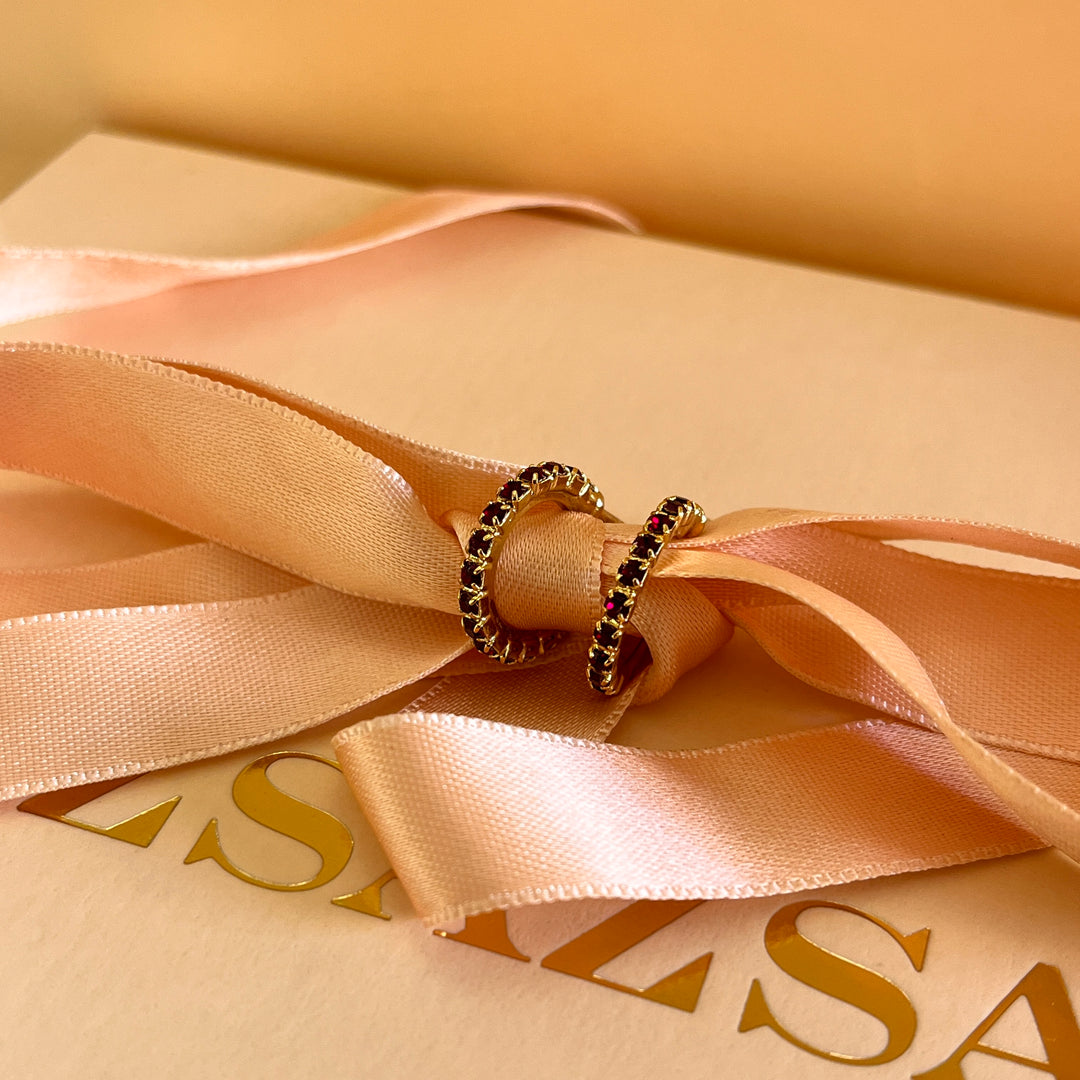 Dark red Swarovski Crystals hoops