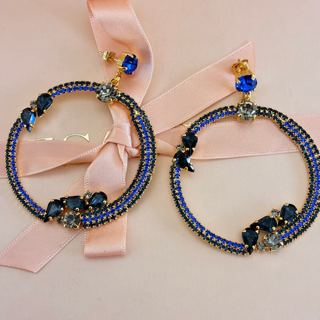 Statement shades of blue earrings