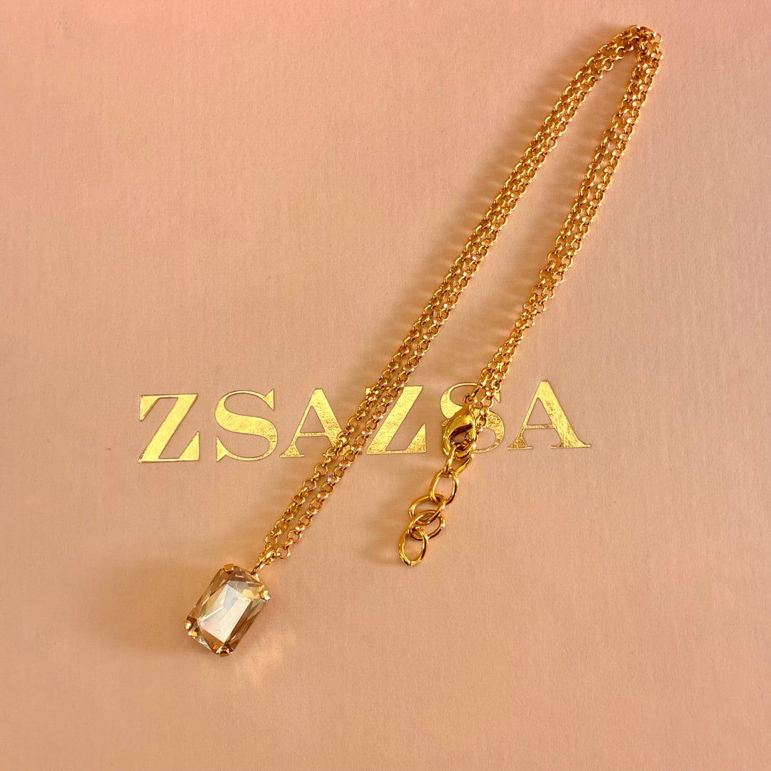 Champagne Dainty rectangular gold plated pendant