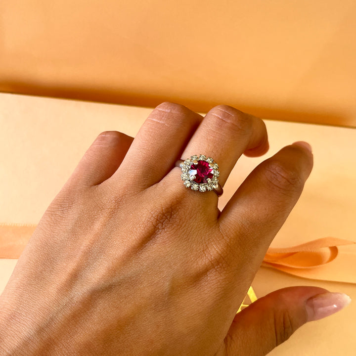 Fuchsia flower Swarovski crystals set