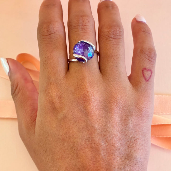 Murano purple pendant silver set