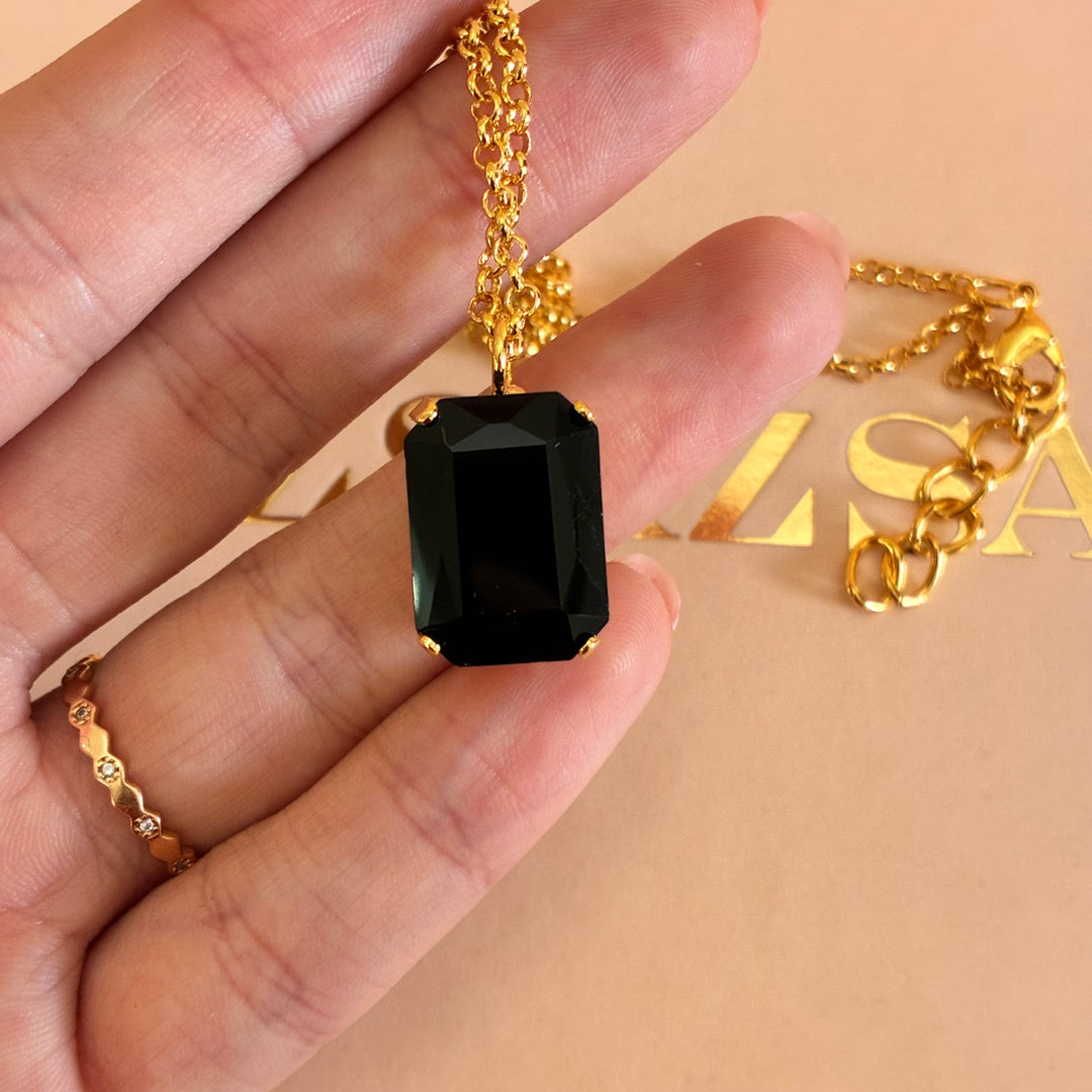 Black rectangular Preciosa crystals set