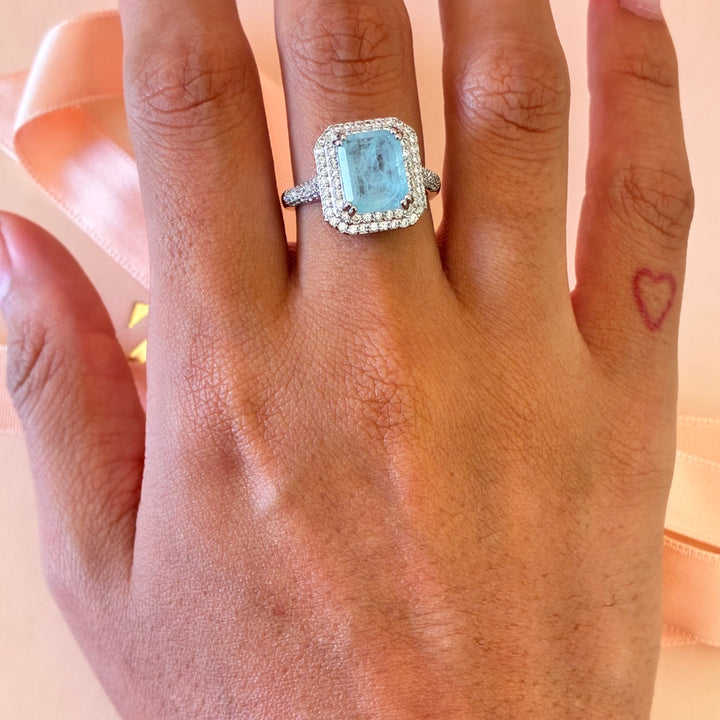 Mint zircone sterling silver ring