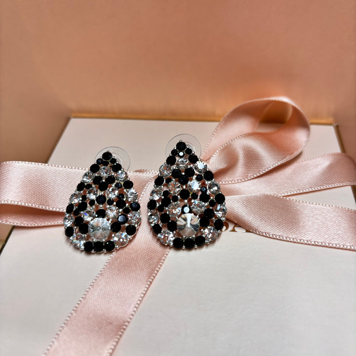 Black rhinestone silver studs