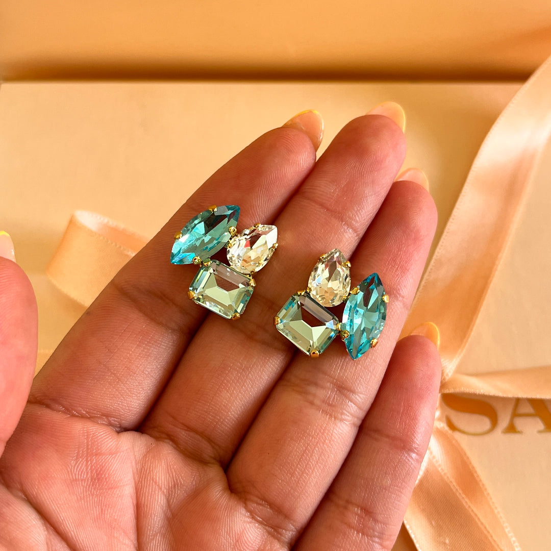 Mint, turquoise and verdemar Swarovski crystals set
