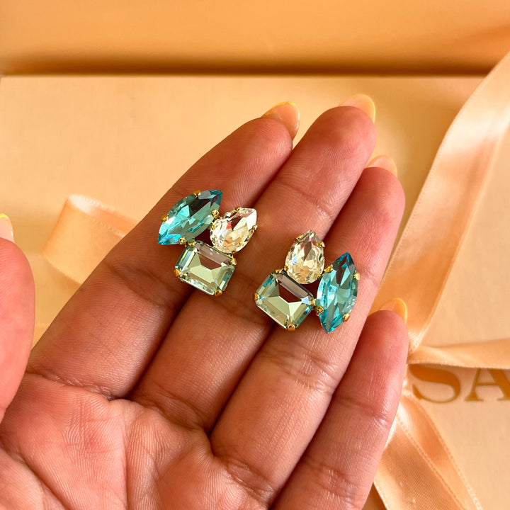 Mint, turquoise and verdemar Swarovski crystals set