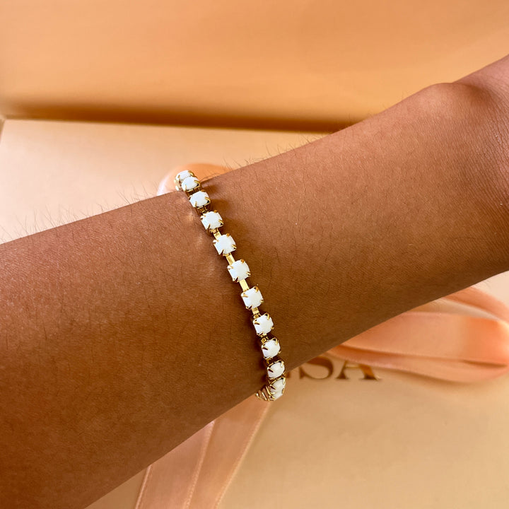Matte white Swarovski crystals bracelet