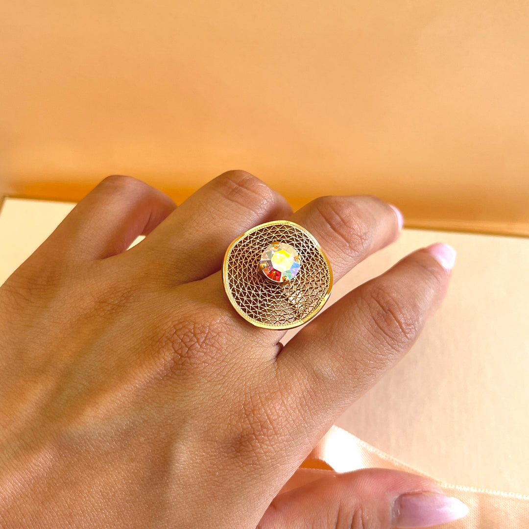 Aurora borealis Swarovski crystals and pearls handmade set