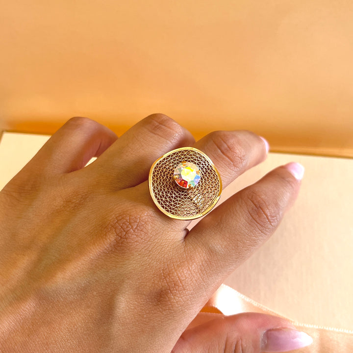 Aurora borealis Swarovski crystals and pearls handmade set