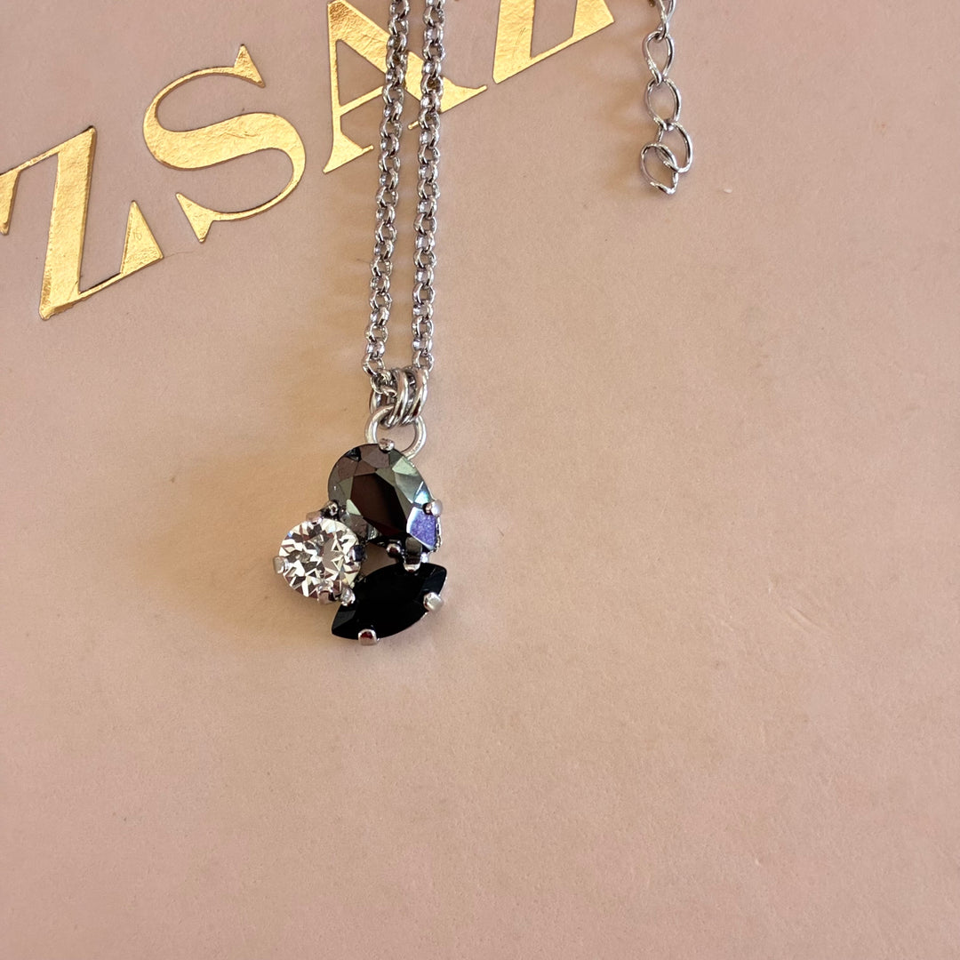 Multistone black and grey Swarovski crystal set